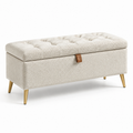 Gepolsterte Sitzbank mit Stauraum und Klappdeckel, Creme, 110 x 40 x 45 cm