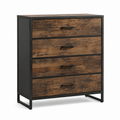 Kommode mit 4 Schubladen, 80 x 40 x 95 cm, Braun/Schwarz, Holzwerkstoff und Stahl, Industrial-Stil
