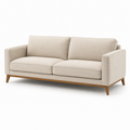 Beiges 3-Sitzer-Sofa mit braunen Holzfüßen, skandinavischer Stil, 210 x 86 x 84 cm