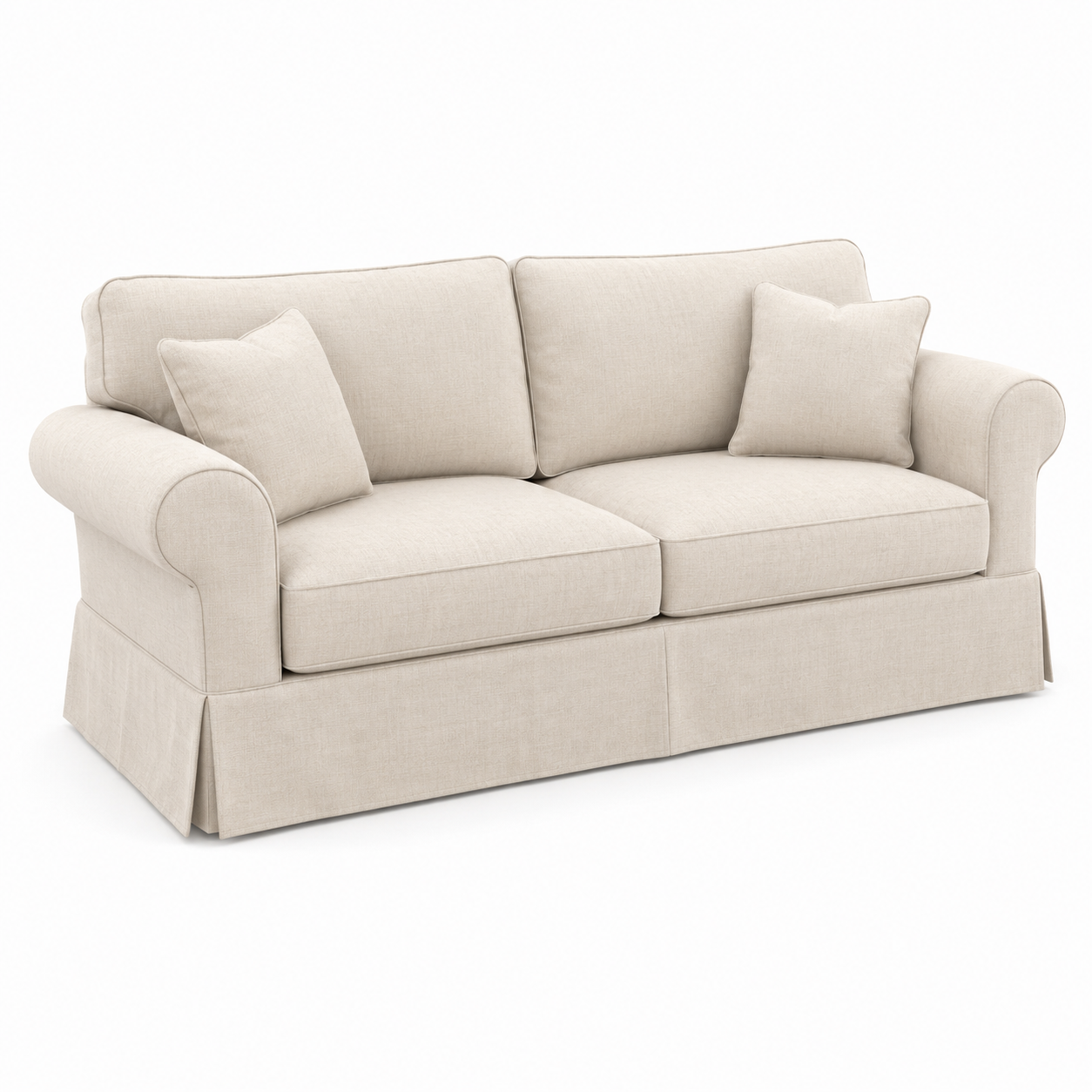 Beiges 2-Sitzer-Sofa aus Webstoff im Landhausstil, 200 x 95 x 90 cm