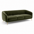 Modernes 3-Sitzer-Sofa mit Samtbezug, Olivgrün/Goldfarben, 220 x 88 x 78 cm