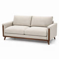 Modernes 2-Sitzer-Sofa mit Strukturstoff und Holzgestell, Beige/Dunkelbraun, 190 x 85 x 85 cm