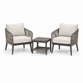 3-teiliges Gartenmöbel-Set mit 2 Sesseln 72 x 76 x 82 cm und Beistelltisch 46 x 46 x 51 cm, Grau/Beige/Schwarz