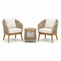 3-teiliges Gartenmöbel-Set mit 2 Sesseln 70 x 75 x 82 cm und Beistelltisch Ø 55 x 52 cm, Beige/Creme/Braun