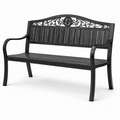Gartenbank für 2 Personen, 127 x 60 x 85 cm, Metall und Kunststoff in Holzoptik, mit Armlehnen, Schwarz