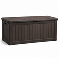 Dunkelbraune Auflagenbox aus Kunststoff in Holzoptik, 120 x 54 x 57 cm