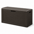 Garten-Aufbewahrungsbox mit Deckel, Dunkelbraun, 120 x 55 x 60 cm, Kunststoff in Rattanoptik
