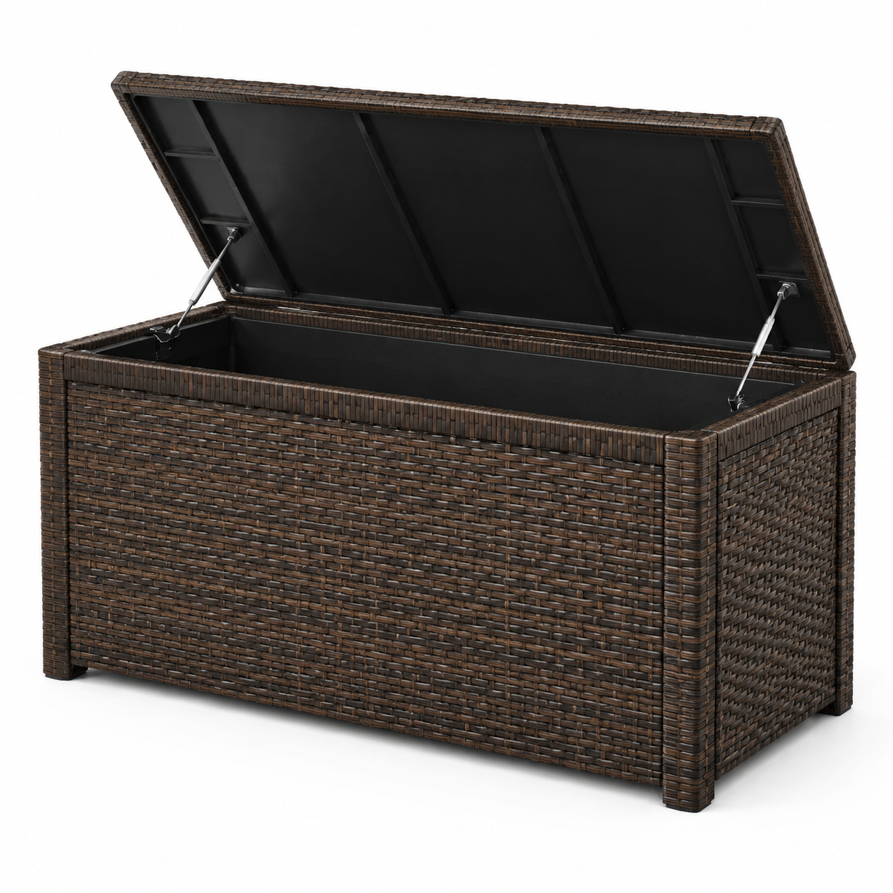 Garten-Auflagenbox mit Klappdeckel, 120 x 50 x 60 cm, Dunkelbraun/Schwarz