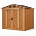 Gartenhaus aus Holz, 240 x 180 x 220 cm, Naturbraun mit Doppeltür, Lüftungsöffnungen und Satteldach