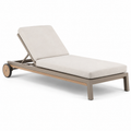 Gartenliege 200 x 70 x 35 cm in Taupe mit cremefarbener Polsterauflage, verstellbarer Rückenlehne und Rollen