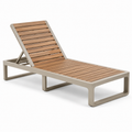 Gartenliege aus Holz und Metall mit verstellbarer Rückenlehne, Braun/Beige, 200 x 70 x 33 cm
